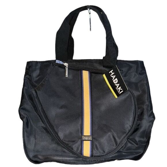 NWT Hadaki Tennis Tote Bag, Black & Yellow - Picture 2 of 4